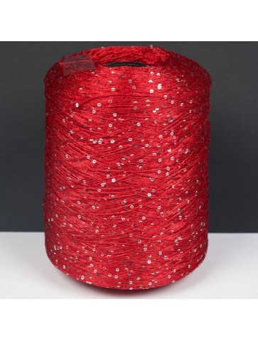 Red polyester with sequins