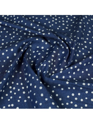 Cotton denim with polka dots
