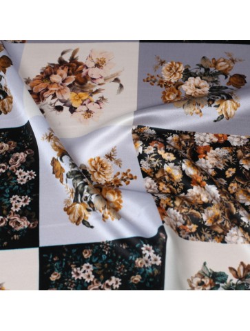 Checkered satin silk with...