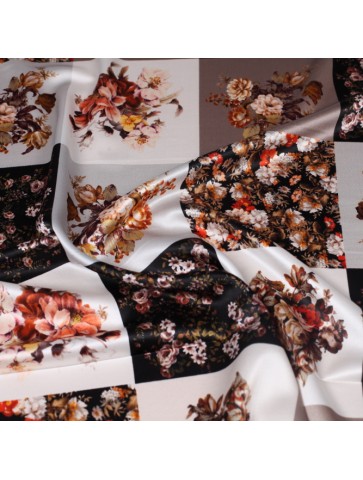 Checkered satin silk with...